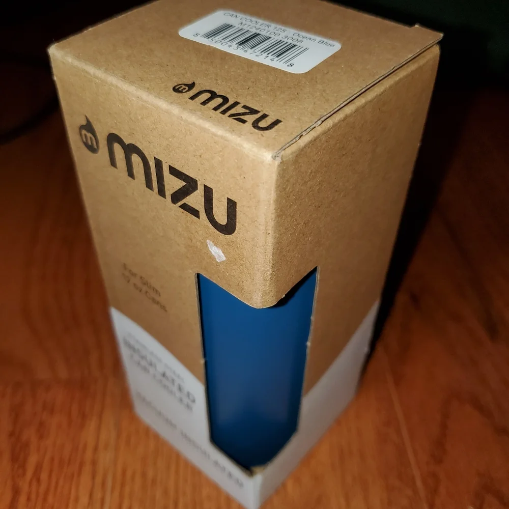NIB Mizu Ocean Blue Stainless Steel 12oz Slim Can Cooler Vacuum Insulated
